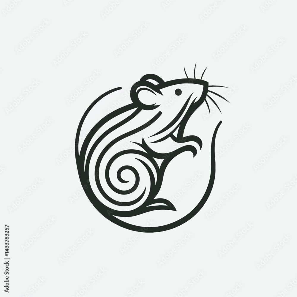 Obraz premium A minimalist, stylized graphic of a mouse.