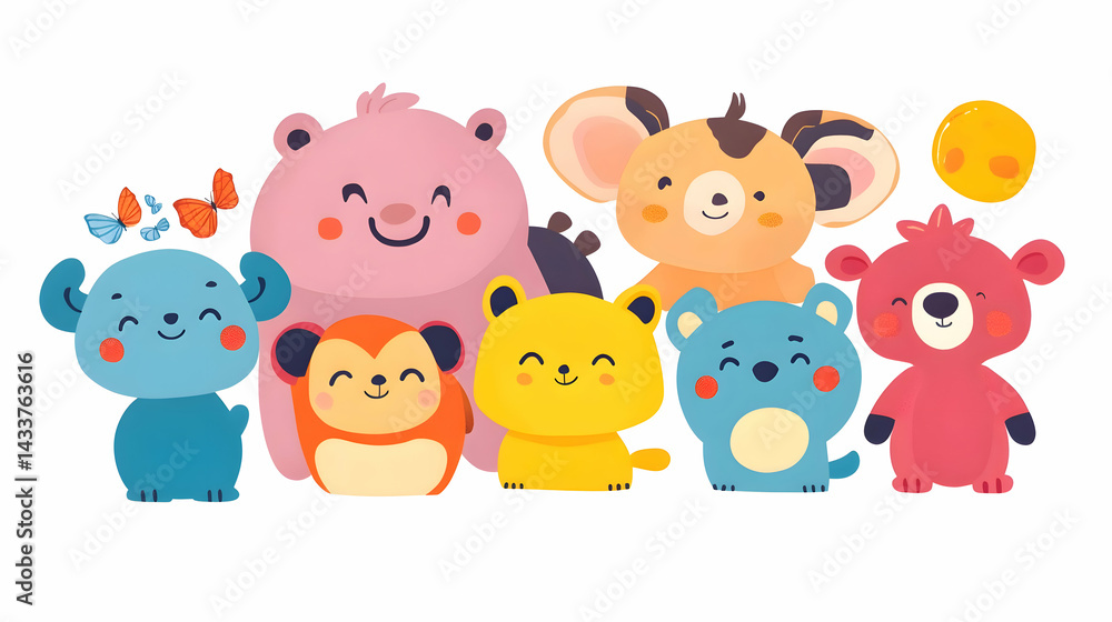 Fototapeta premium Cheerful Cartoon Animal Party