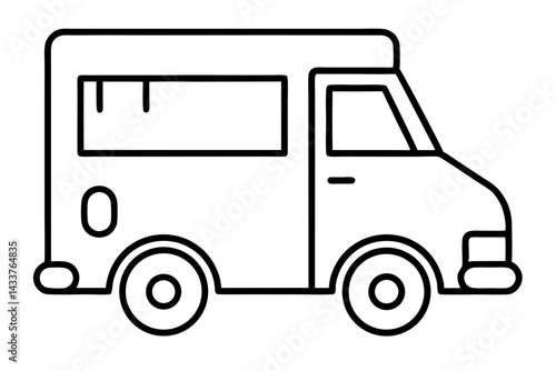 Minimalist Ice Cream Truck Line Art – Simple Icon for Food and Summer Designs

