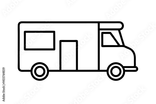 Minimalist Ice Cream Truck Line Art – Simple Icon for Food and Summer Designs


