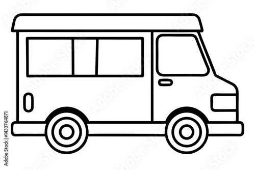 Minimalist Ice Cream Truck Line Art – Simple Icon for Food and Summer Designs

