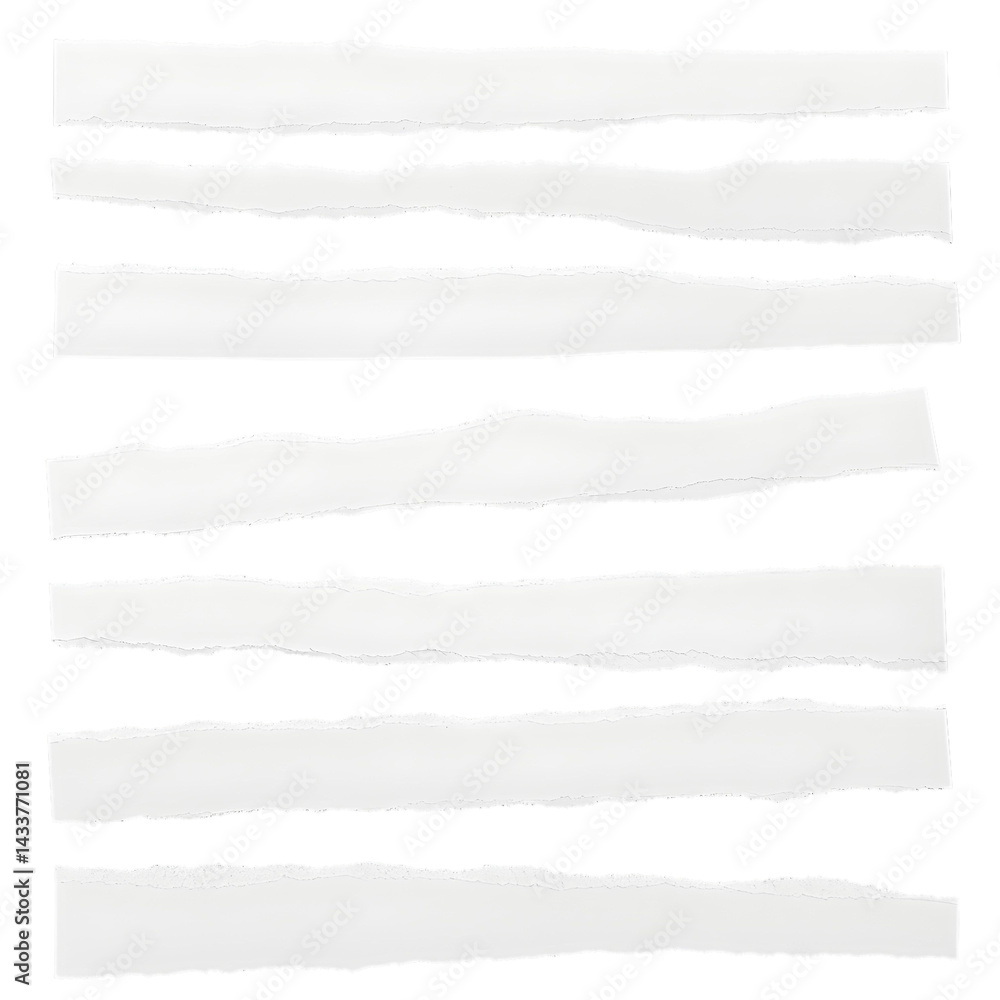 Obraz premium Set of white ripped papers torn edges strips isolated on transparent background
