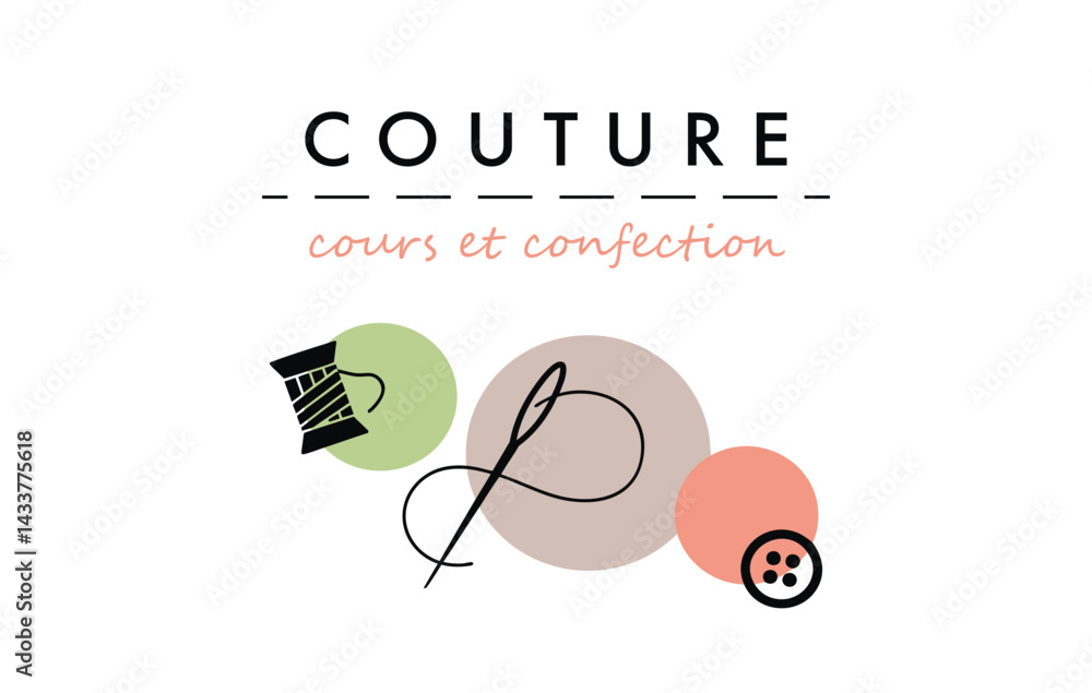 Carte de visite pour des cours et confection de couture vecteur
