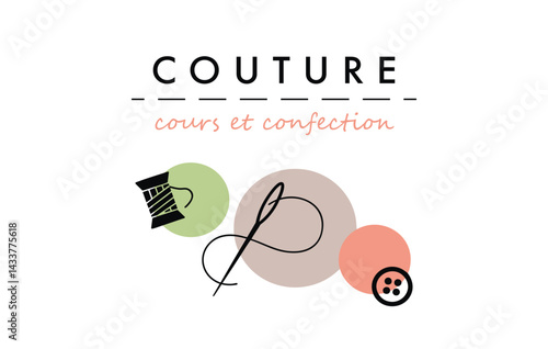 Carte de visite pour des cours et confection de couture vecteur
