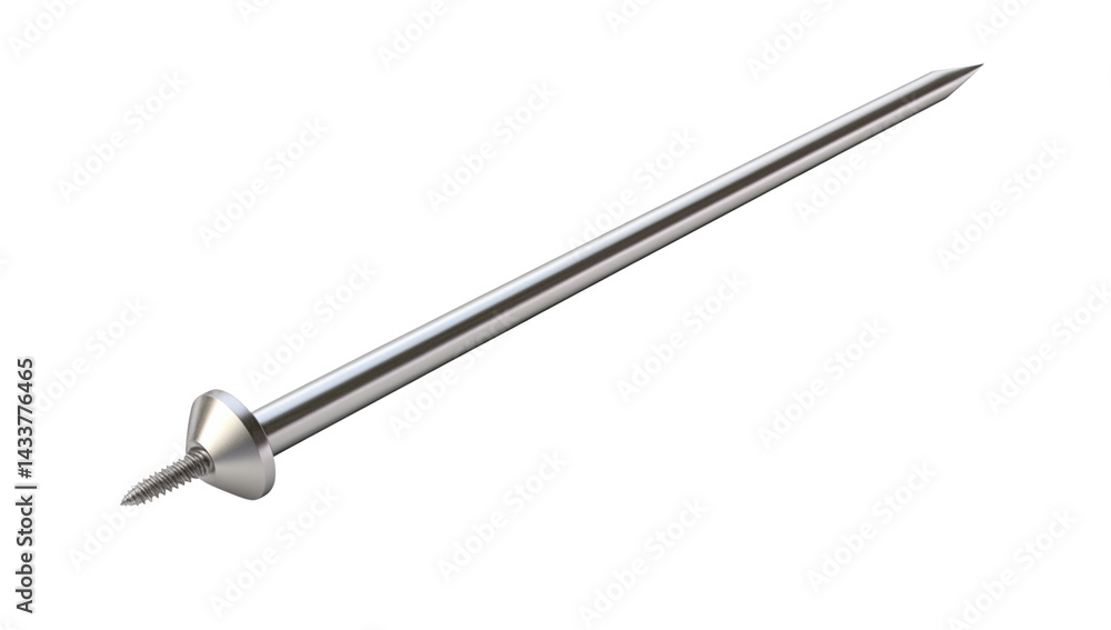 Close up of a long metal spike with a sharp point on a transparent background in a studio setting light png Close up of a long metal spike with a sharp point on a transparent background in a studio setting light png