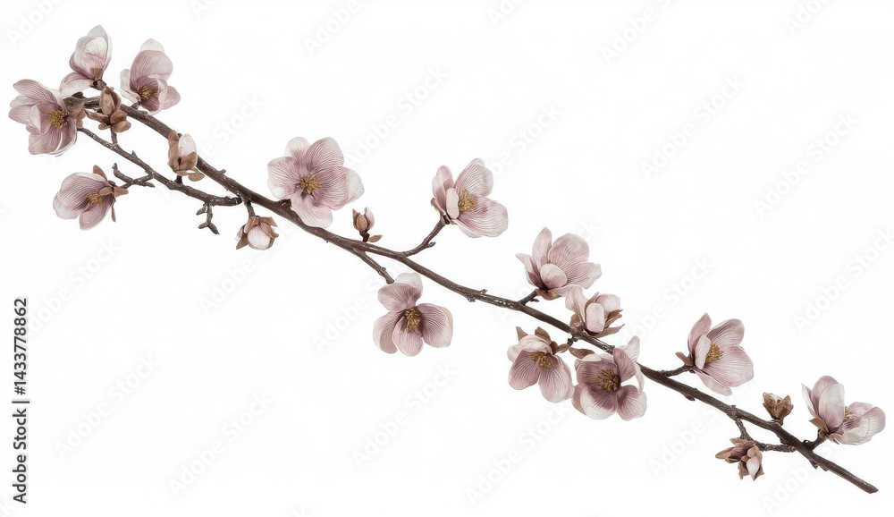 Delicate Pink and White Blossoms on Branch Delicate Pink and White Blossoms on Branch