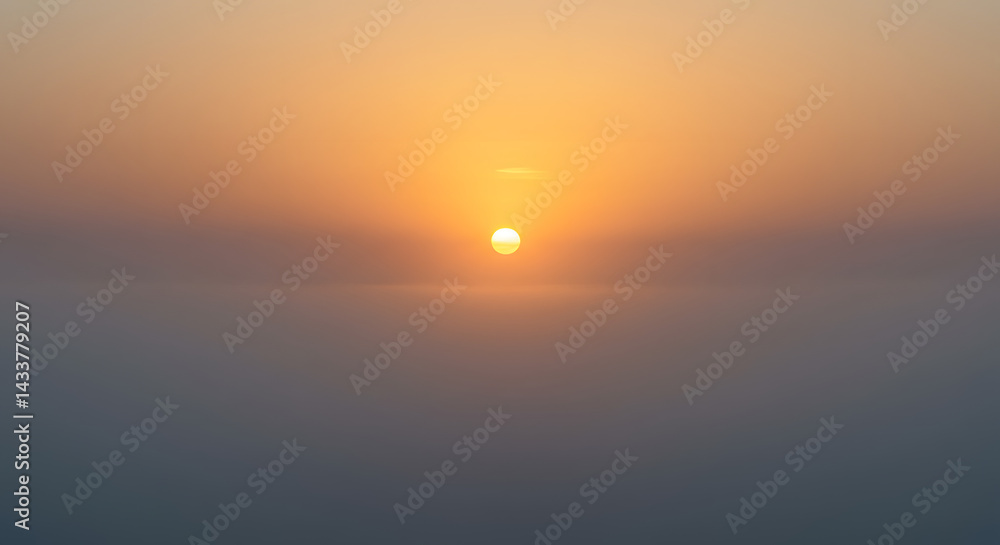 Fototapeta premium Sunset Over Horizon Creates Warm and Calm Atmosphere
