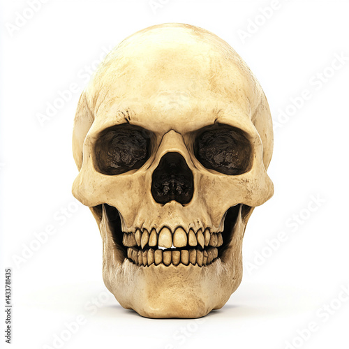 Skull spooky face emoji, isolated on white background