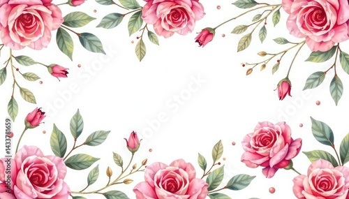 Wallpaper Mural Delicate watercolor roses & leaves, repeating pattern, spring, watercolor floral, romantic Torontodigital.ca