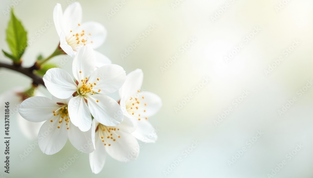 Obraz premium Delicate white blossoms against pure white, soft focus , aesthetic, flower macro, vibrant