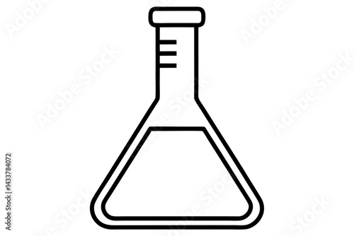 Minimal Lab Flask Line Art – Simple Chemistry and Science Symbol in Outline Style

