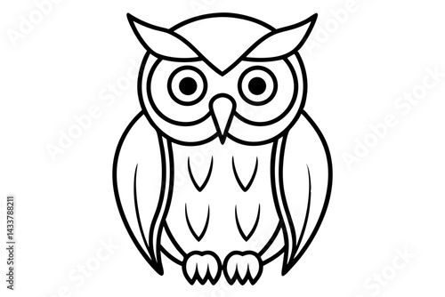 Minimal Owl Line Art – Simple Wisdom and Education Symbol in Outline Style


