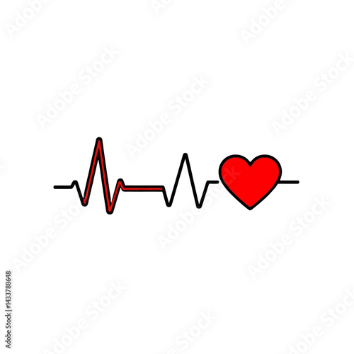 Heart Rate Monitor Icon Red Heartbeat Pulse Graphic