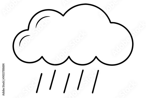 Minimal Rain Cloud Line Art – Simple Weather and Storm Symbol in Outline Style

