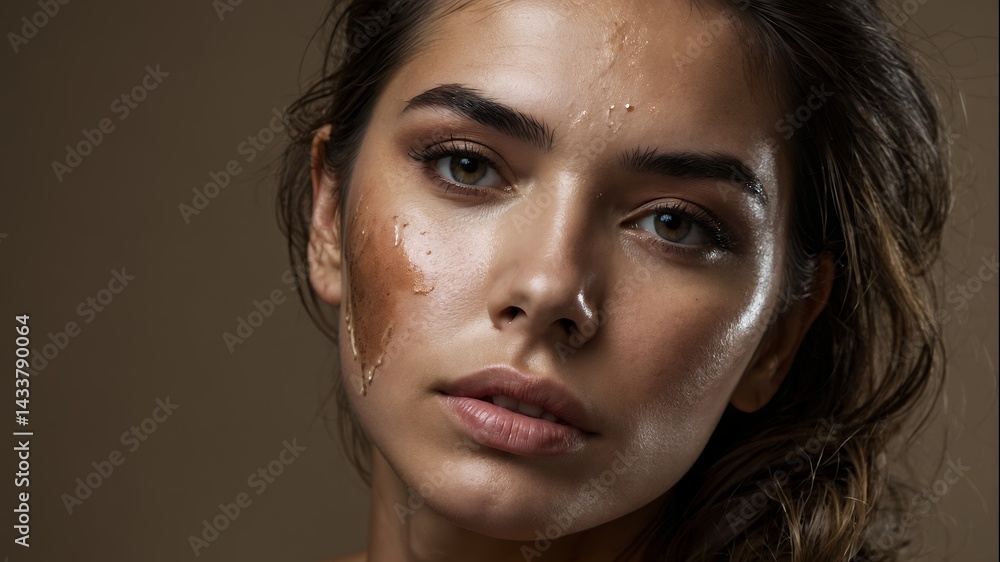 Soft Makeup with Base on Woman's Cheek for a Natural Beauty Look Soft Makeup with Base on Woman's Cheek for a Natural Beauty Look