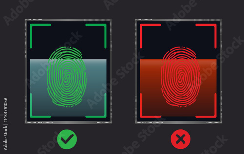 Finger print accepted icon. Fingerprint scanning. Digital touch scan identification of electronic sensor authentication. Biometric access control.