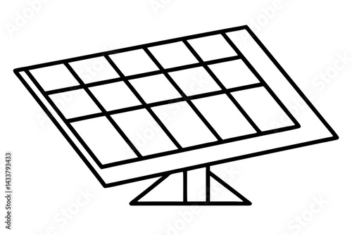 Minimal Solar Panel Line Art – Simple Green Energy and Sustainability Icon in Outline Style

