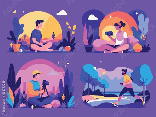 hobbies and leisure with people vector illustration