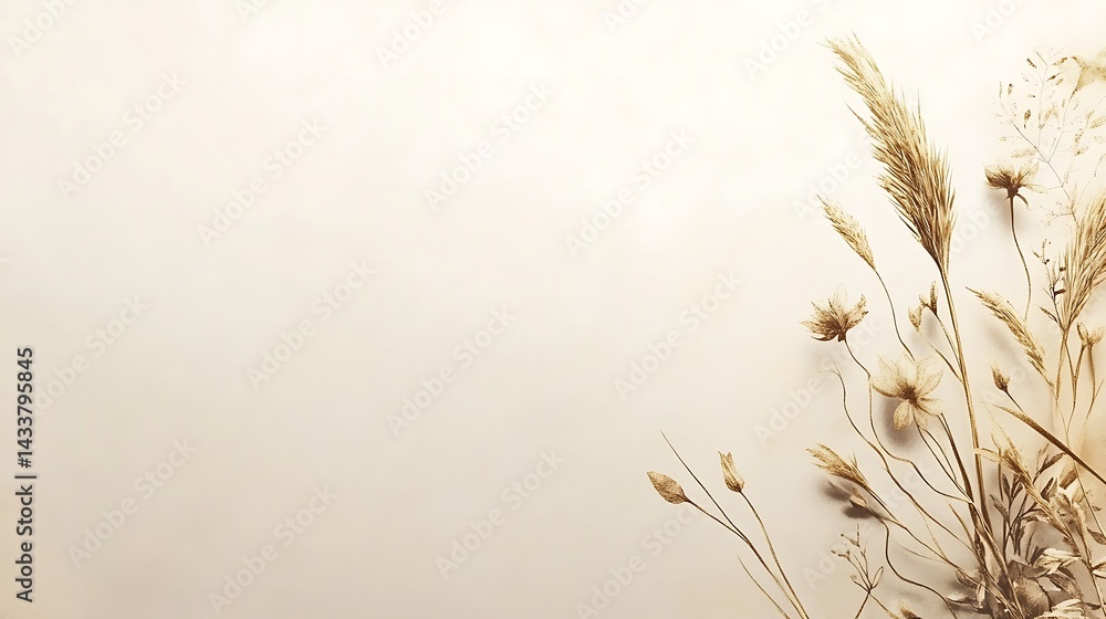 Fototapeta premium Dried Flowers Beige Background. (1)
