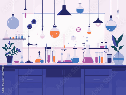 Obraz na płótnie vector illustration of a chemistry lab w salonie