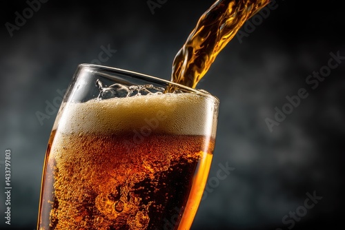 Wallpaper Mural Close-up of golden beer with thick foam being poured into a tilted glass, rich in bubbles, perfect for brewing ads, drink packaging, bar visuals, and celebration themes Torontodigital.ca