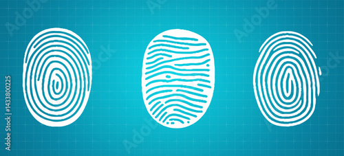 Collection of 3 white fingerprint. Vector eps10