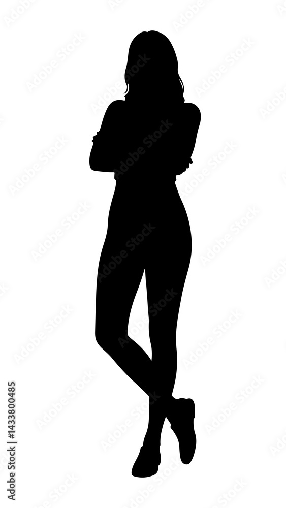 Fototapeta premium Casual Woman Silhouette – Full Body Relaxed Female Vector Illustration