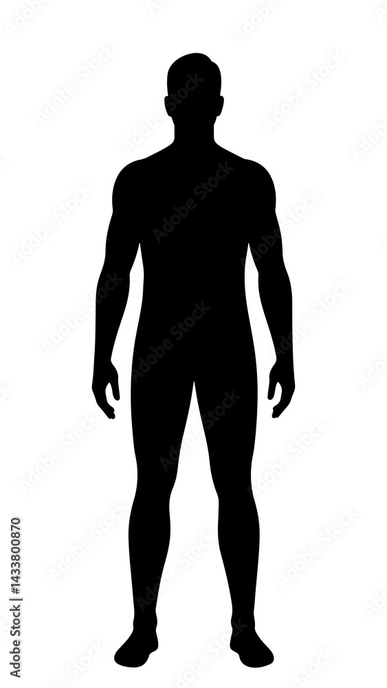 Obraz premium Casual Man Silhouette – Full Body Relaxed Male Vector Illustration