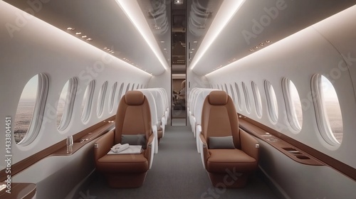 Obraz na płótnie Luxurious private jet cabin interior w salonie