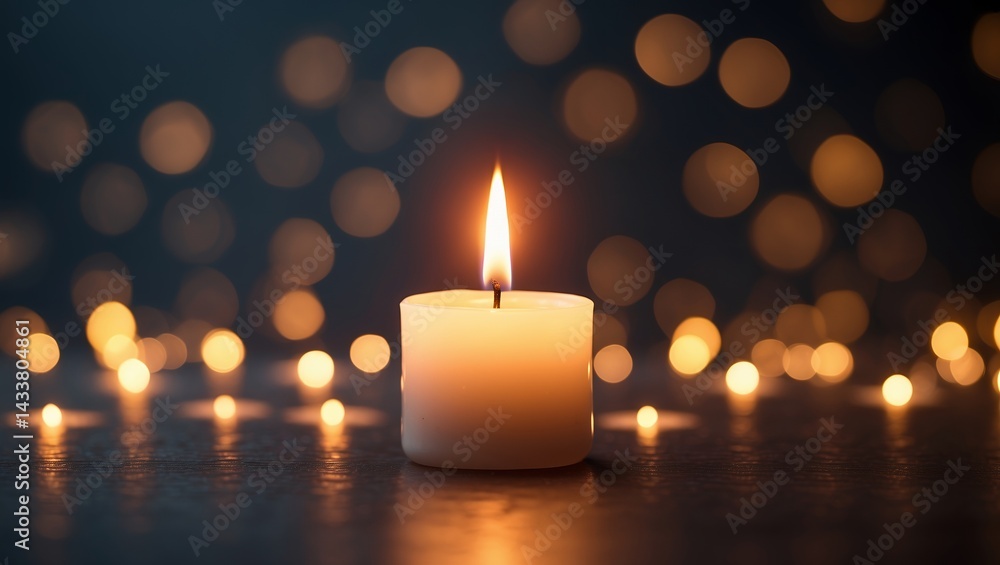 A candle's warm glow in a darkened space A candle's warm glow in a darkened space