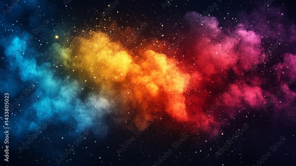 Vibrant Cosmic Nebula with Red, Blue, and Orange Hues Vibrant Cosmic Nebula with Red, Blue, and Orange Hues