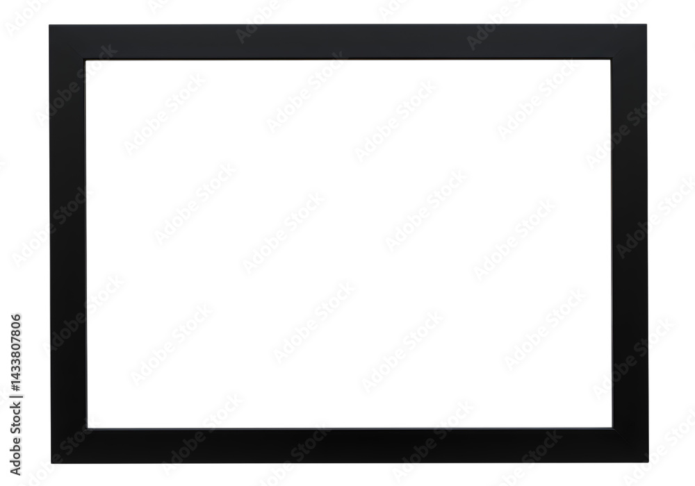 Simple Black Square Picture Frame Isolated on PNG Background. Simple Black Square Picture Frame Isolated on PNG Background.