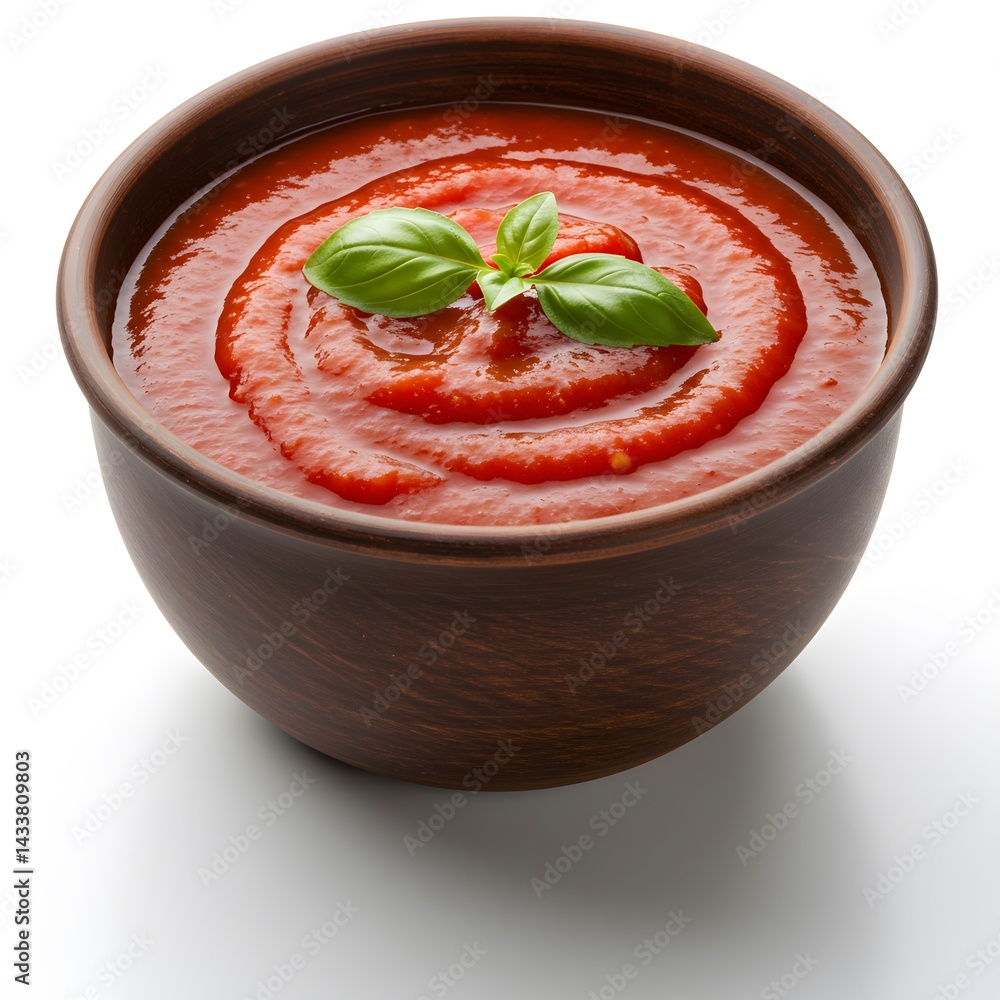 tomato soup with basil leaves tomato soup with basil leaves