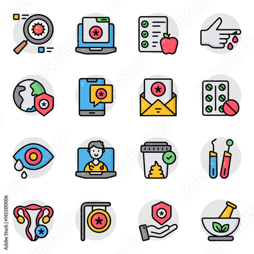 Set of Medical and Healthcare Flat Icons 