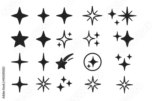 Collection of diverse star icons for use in various design projects and applications