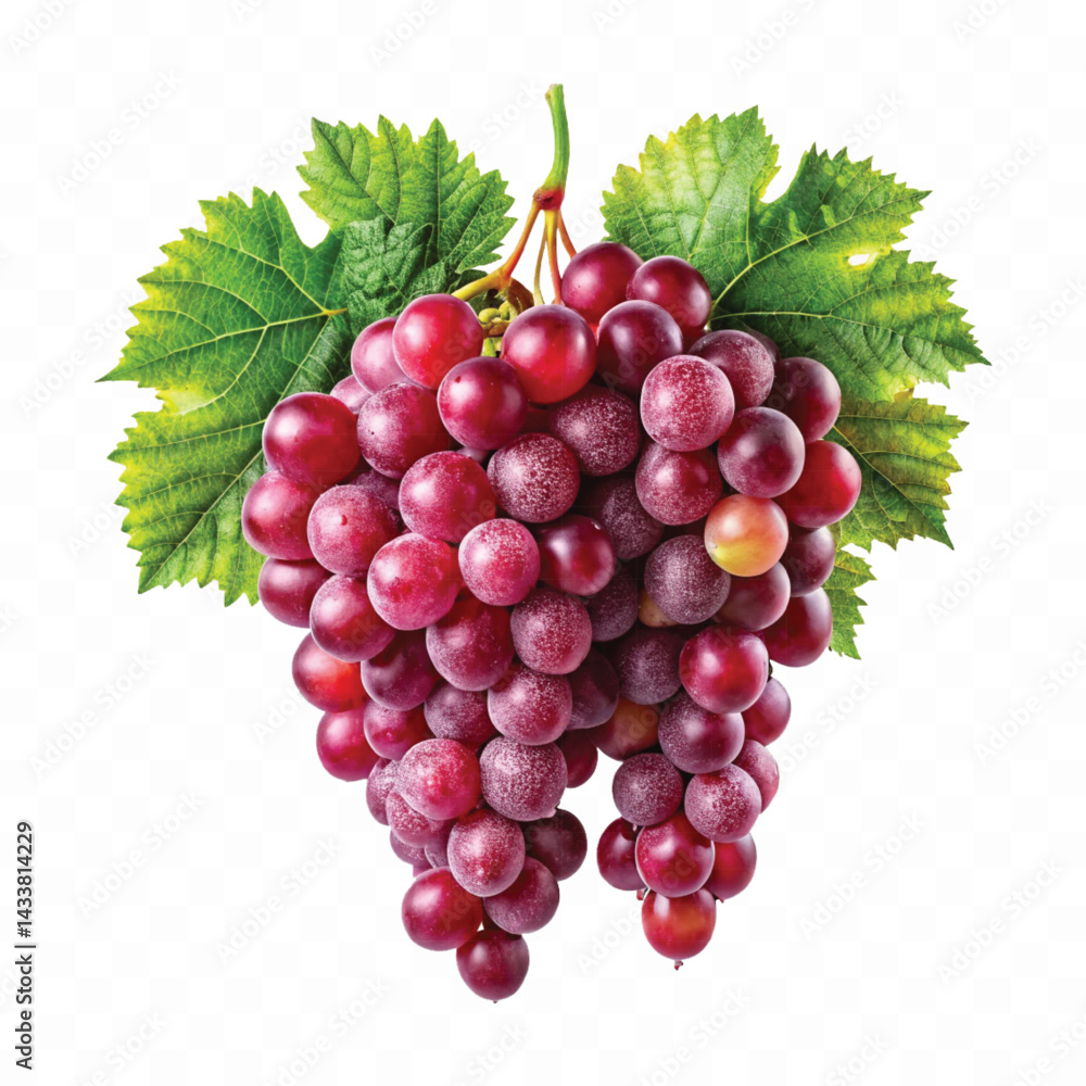 Fototapeta premium abstract 3d fresh bunch grapes in different style isolated on white background