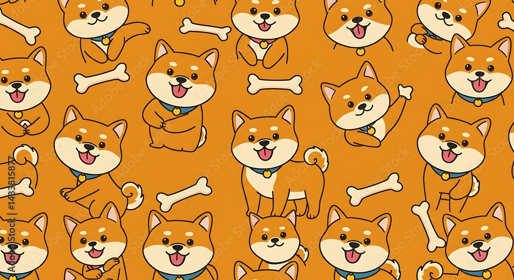 Shiba Spree: A Golden Repeat AI Generated Shiba Spree: A Golden Repeat AI Generated