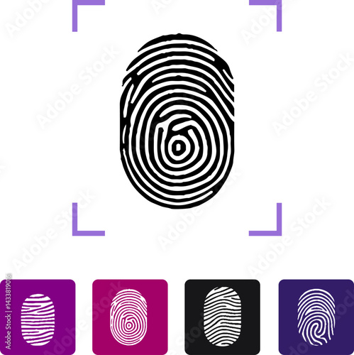 User finger scan icon set. Fingerprint touch biometric id symbol collection. Modern account thumbprint identification security sign. 