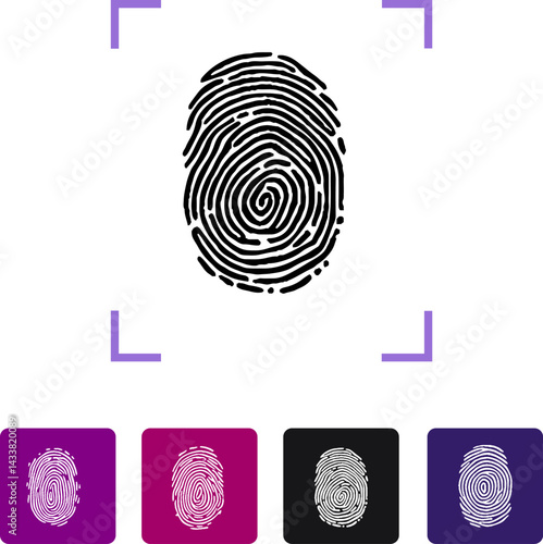 Thumb print for access. Personal property thumbprint pattern. Identity detection. Biometric identification. Vector eps10