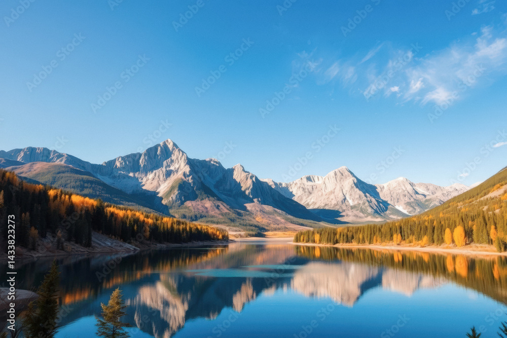 Autumnal Mountain Lake Scenic View