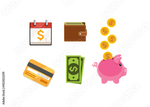 Money icon collection vector design stock illustration