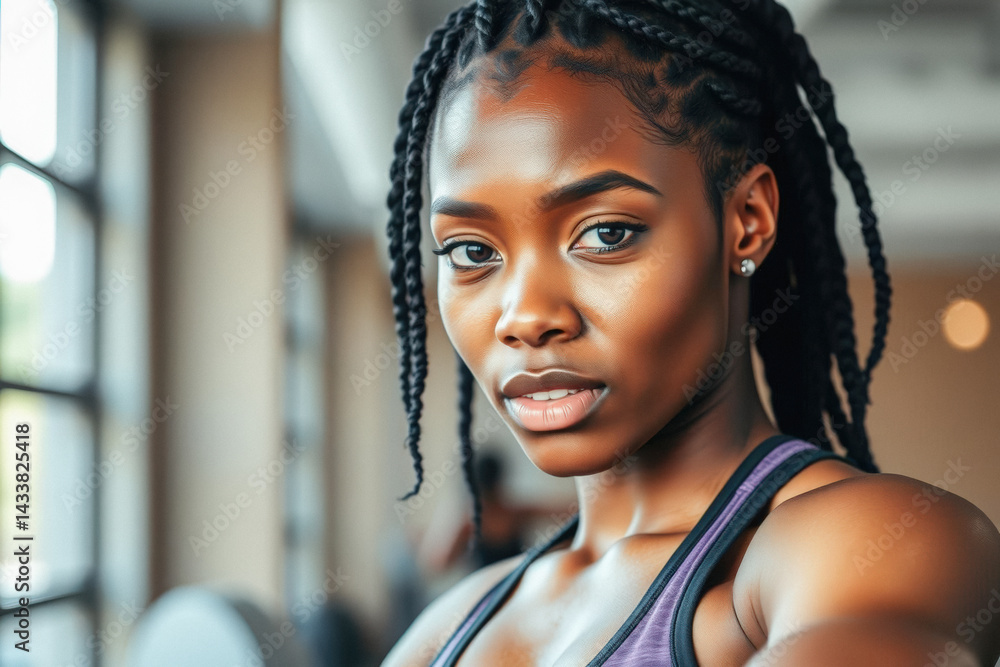 Determined Fitness Woman's Close-Up Portrait