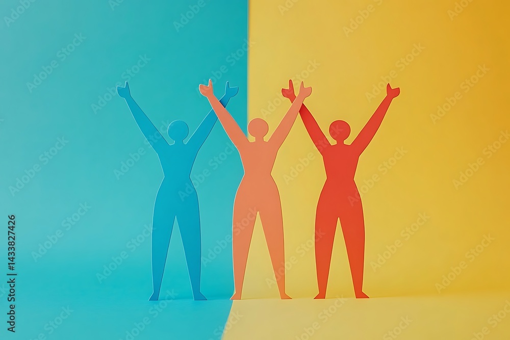 Paper People Celebrating Teamwork Success67 Paper People Celebrating Teamwork Success67