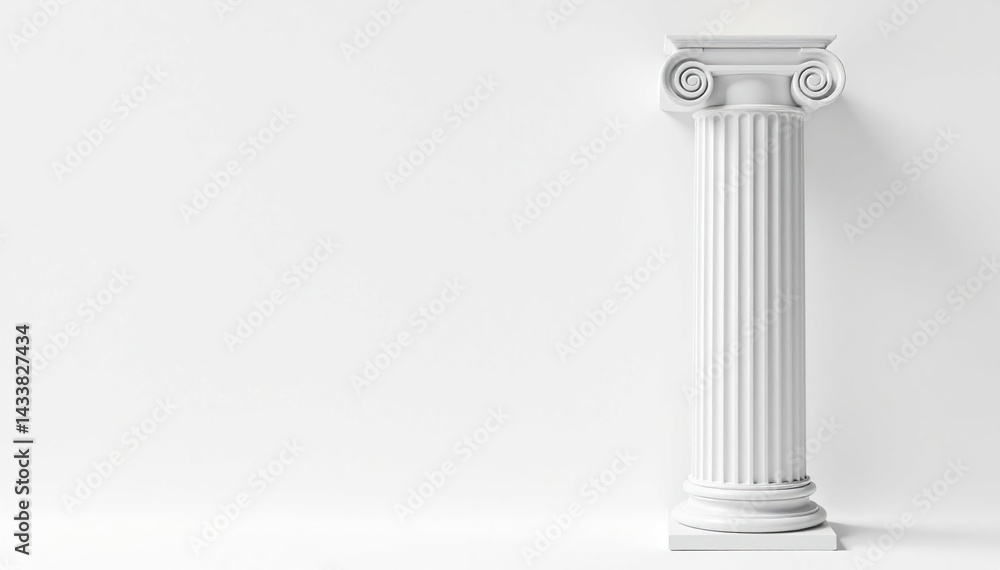 Elegant Roman column against stark white backdrop, stock photo, backdrop, history Elegant Roman column against stark white backdrop, stock photo, backdrop, history