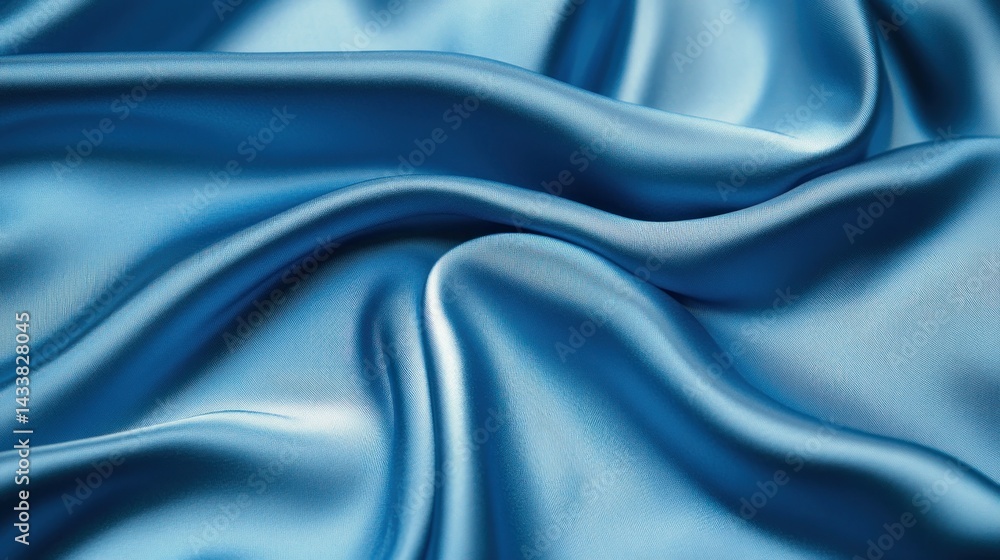 Obraz premium Smooth, luxurious, flowing blue silk fabric