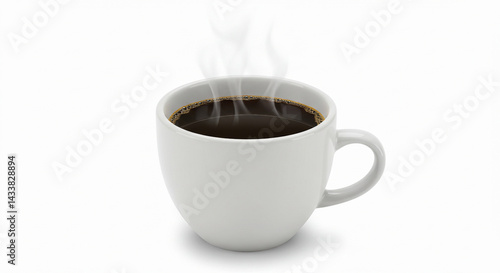 Wallpaper Mural White cup with hot coffee and steam, isolated on white. Beverage image for morning, energy or café visuals. Torontodigital.ca