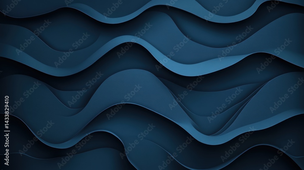 Fototapeta premium Abstract dark blue wavy layered background