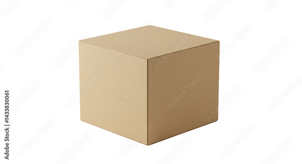 A simple tan colored cube isolated on a black background with soft lighting and subtle shadows shown A simple tan colored cube isolated on a black background with soft lighting and subtle shadows shown