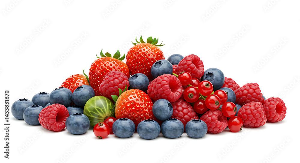 Assorted Fresh Berries Isolated on White Background – High Resolution Food Photography Assorted Fresh Berries Isolated on White Background – High Resolution Food Photography