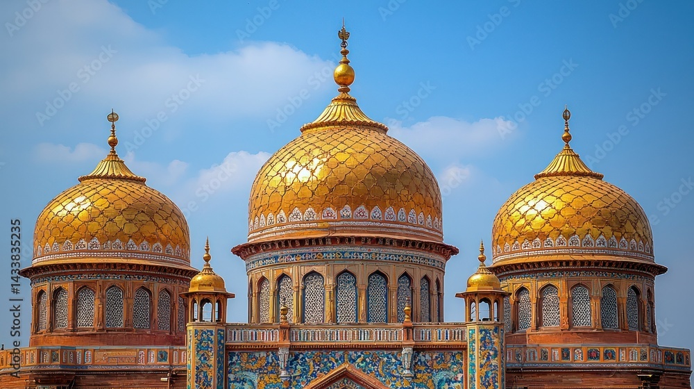Obraz premium Majestic Golden Domes of a Mosque